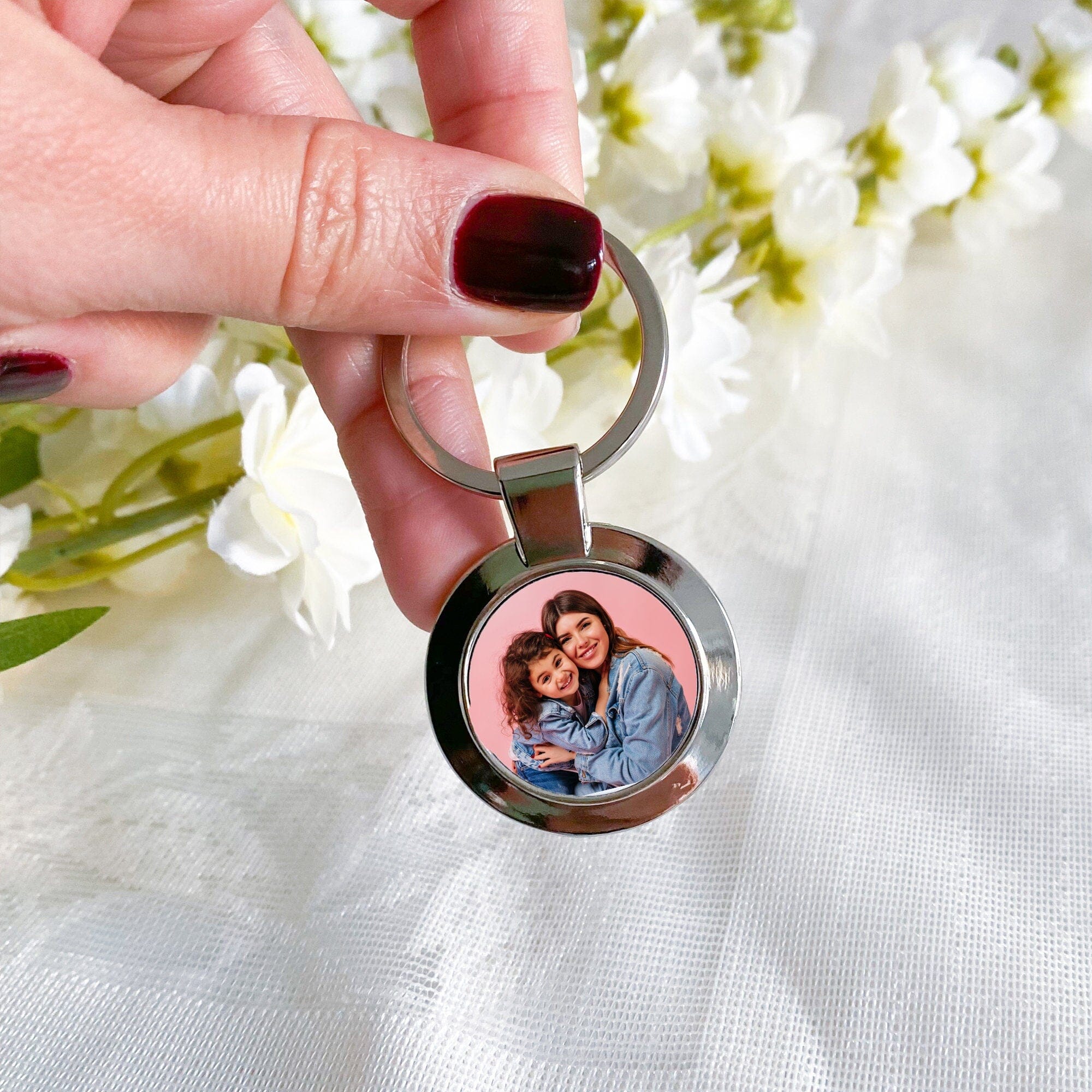 Photo Keyring, Photograph Keychain, Christmas Birthday Mother's Day Father's Day Gift