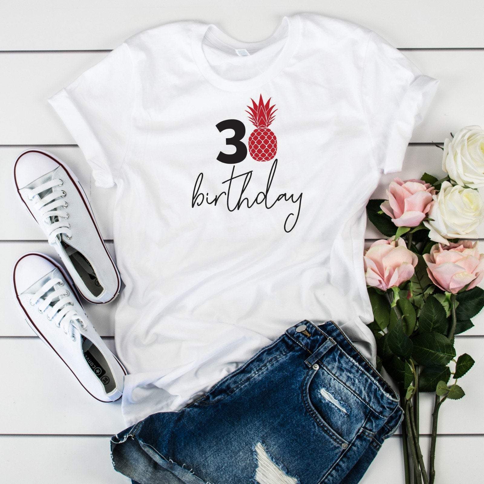 Pineapple themed birthday t shirt sizes Suitable all ages