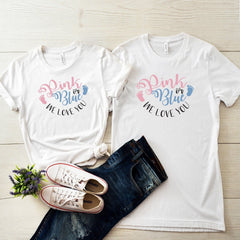 Pink or Blue we love you t-shirt, Gender reveal party shirt, Baby Shower