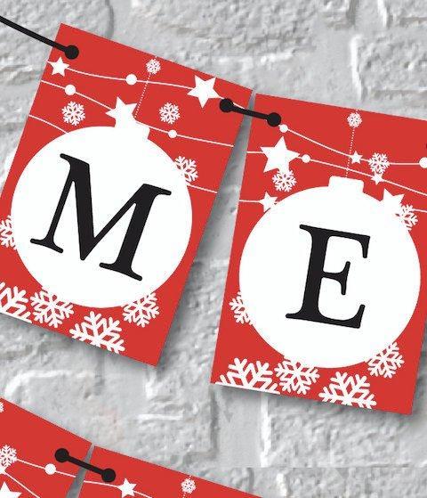Red Merry Christmas Banner. Christmas Decoration