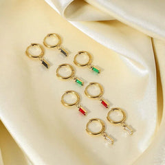 Red Zircon Hoop Earrings, Christmas Jewellery, Gift for wife friend, Gift for her SL7