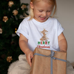 Reindeer Merry Christmas Kids T-Shirt And Bodysuit , Rudolph Cute First Xmas Boy Girl Top