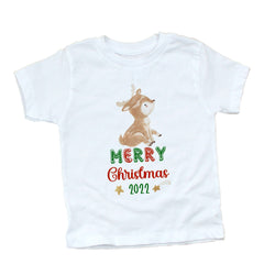 Reindeer Merry Christmas Kids T-Shirt And Bodysuit , Rudolph Cute First Xmas Boy Girl Top