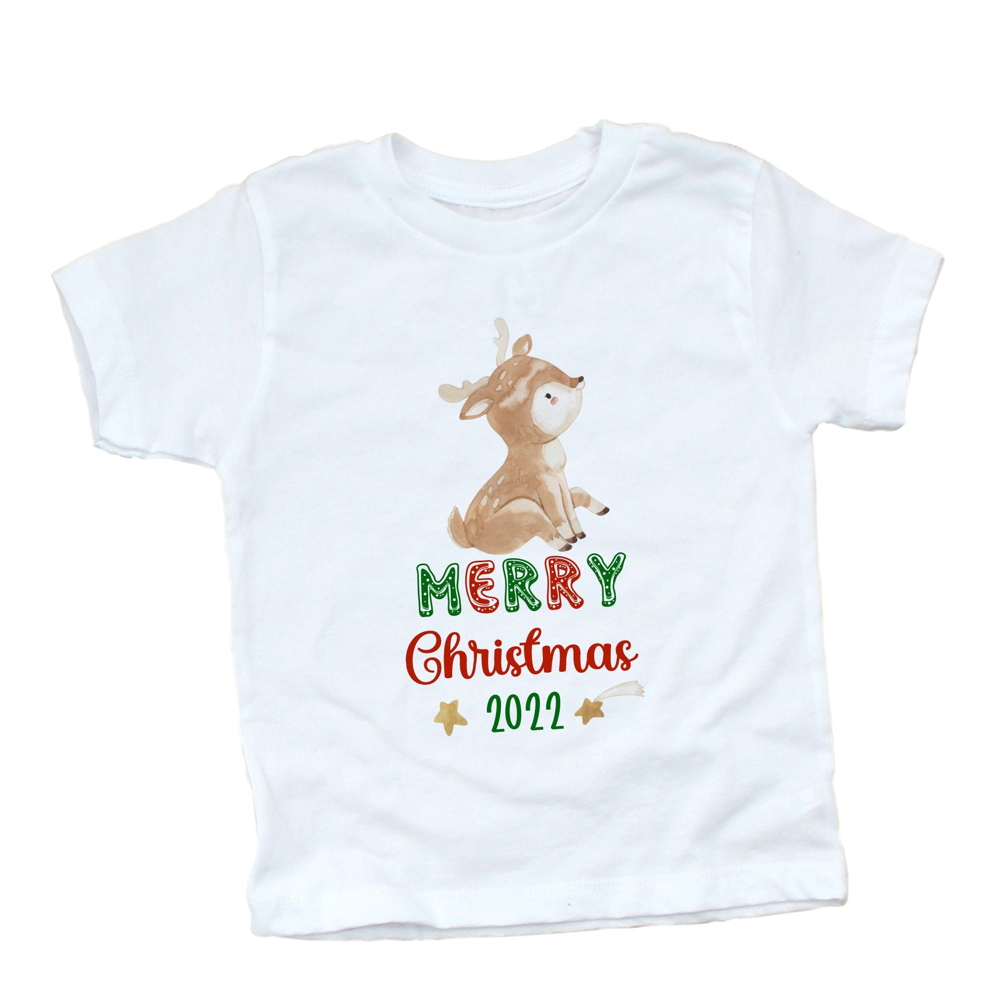 Reindeer Merry Christmas Kids T-Shirt And Bodysuit , Rudolph Cute First Xmas Boy Girl Top