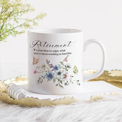 Retirement Gift For Her, Retired Floral Mug, Leaving Job Gift For Mum