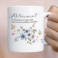 Retirement Gift For Her, Retired Floral Mug, Leaving Job Gift For Mum
