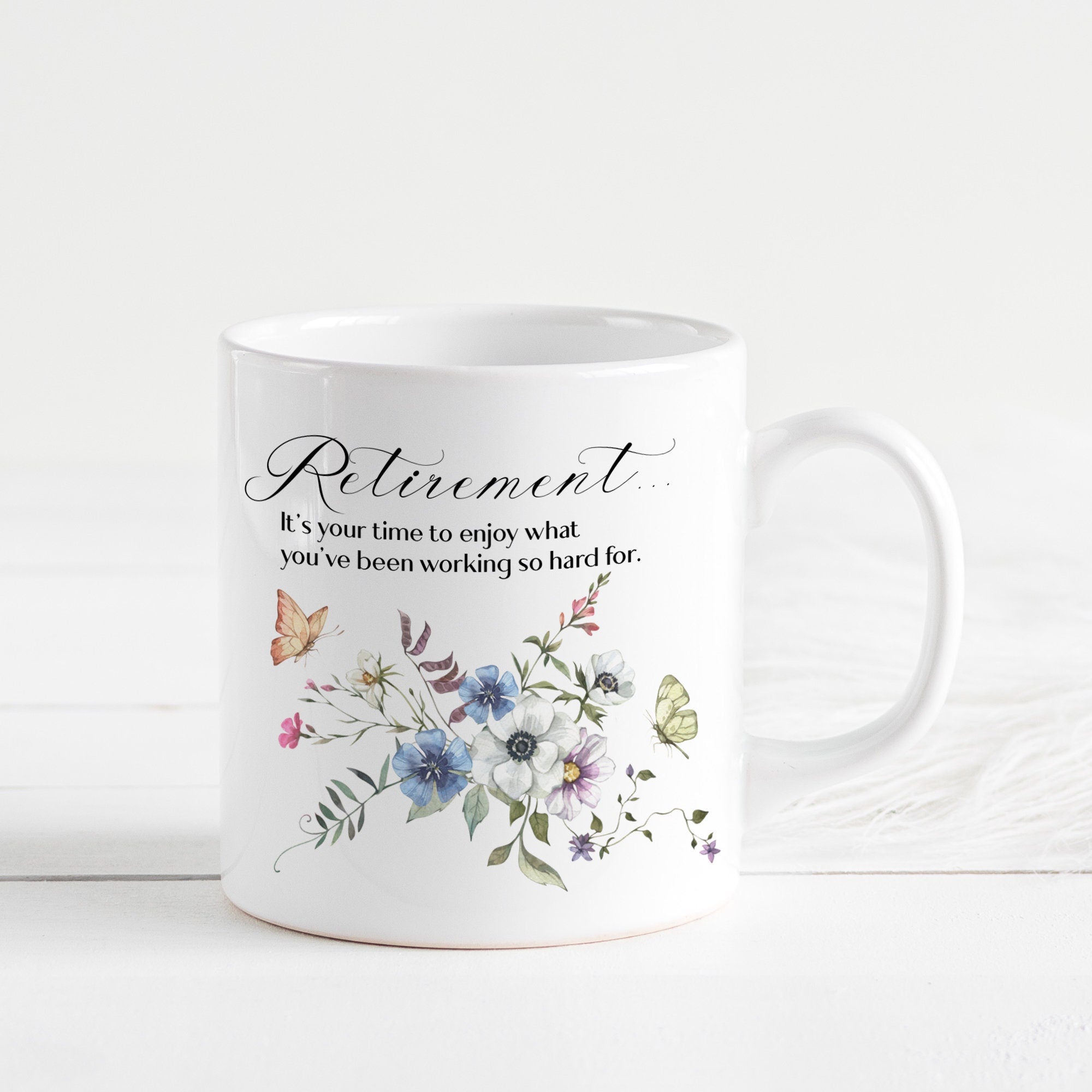 Retirement Gift For Her, Retired Floral Mug, Leaving Job Gift for Mum, Grandma