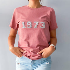 Rhinestone birthday year t-shirt, 2002 1992 1982 1972 etc, Unisex birthday top, Gift for Women