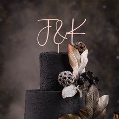 Script Couple Initial Wooden Cake Topper for Wedding by TheBarkersArt, Anniversary Personalised Topper FA7