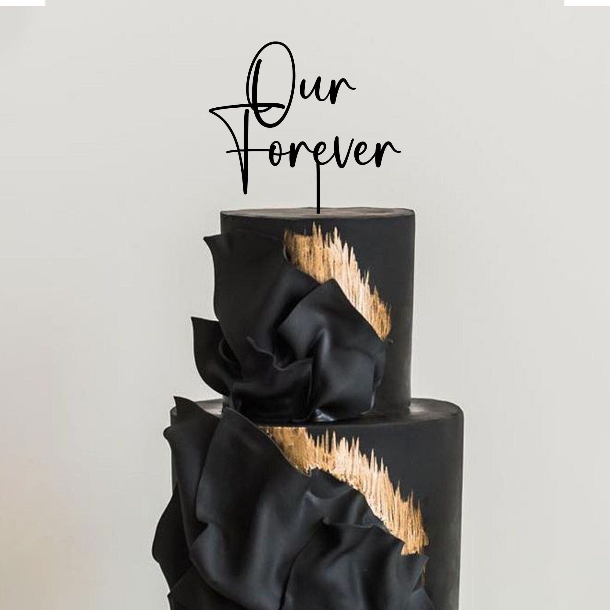 Script Our Forever Wedding Wooden Cake Topper by TheBarkersArt, Anniversary Personalised Topper FA7