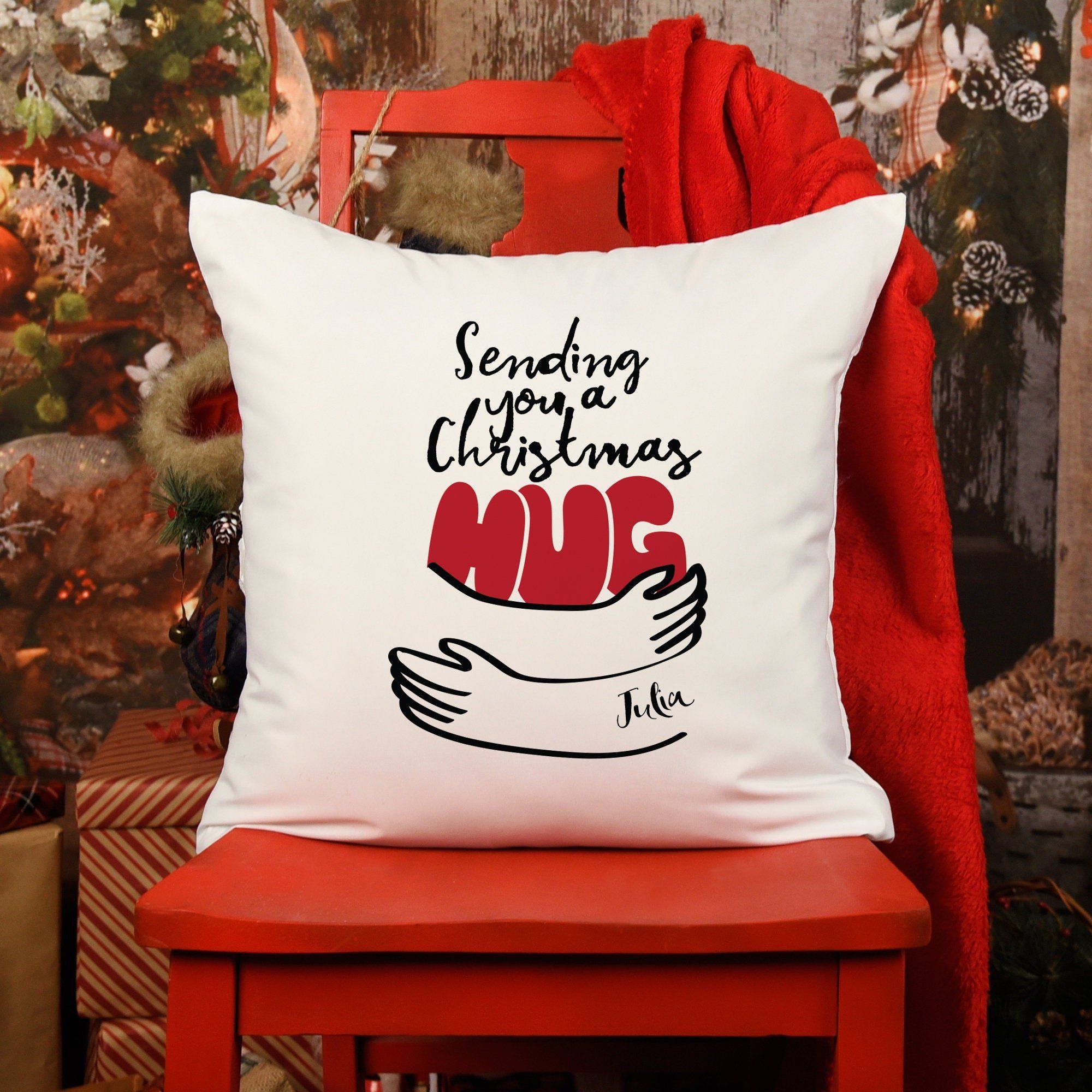 Sending you a Christmas hug cushion cover