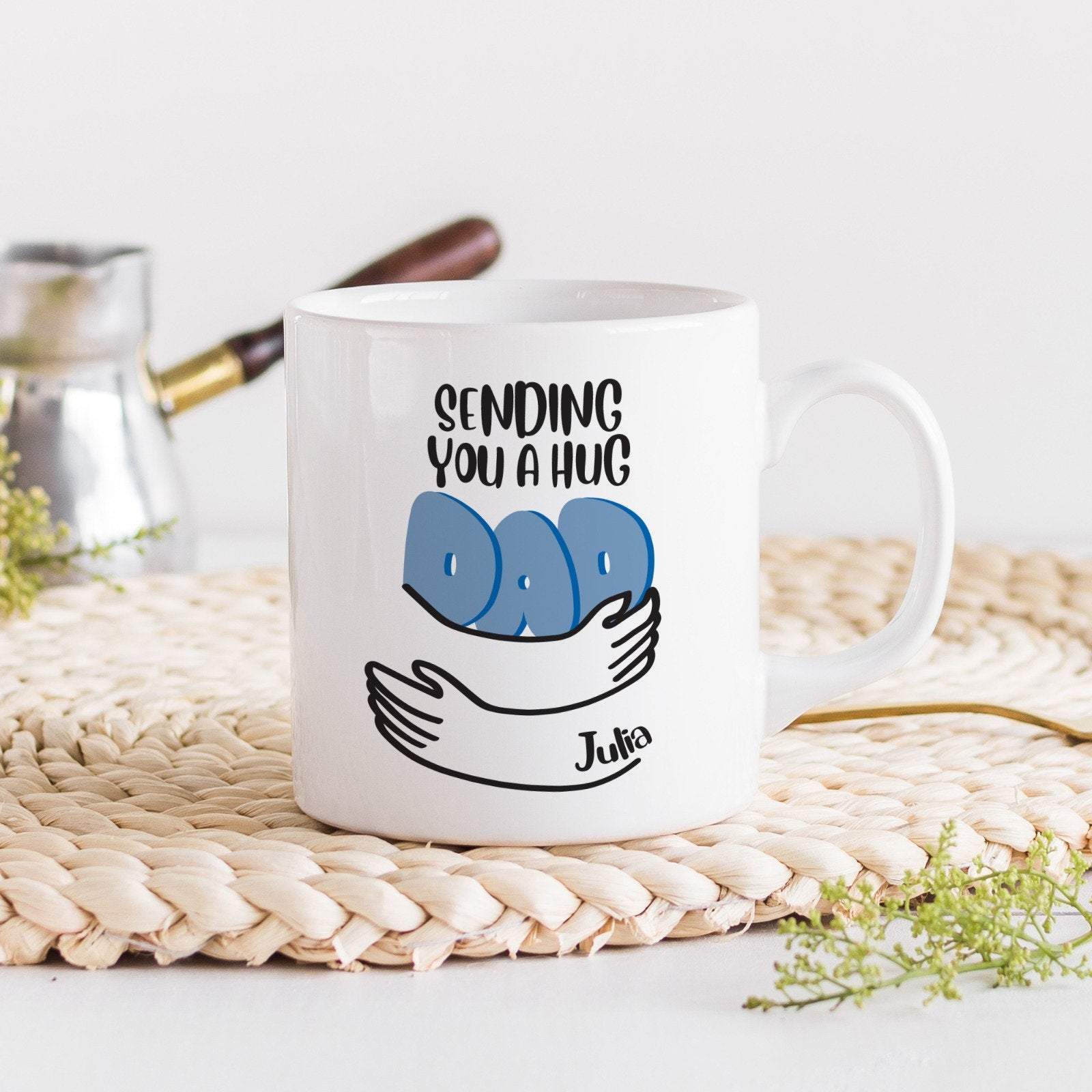 Sending You A Hug Dad Mug, Personalised Father's Day Gift, Gift For New Dad