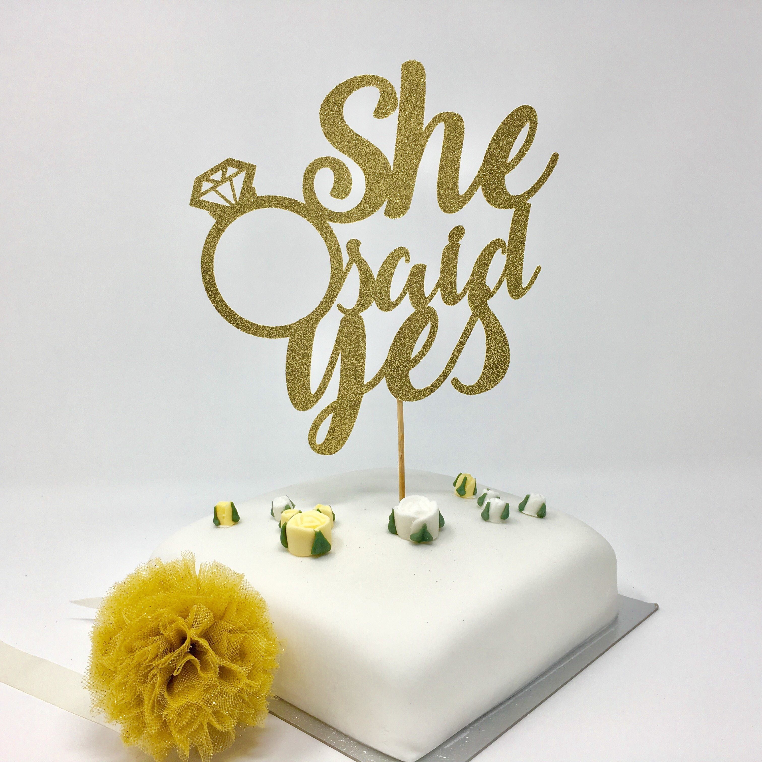 She Said Yes Cake Topper. Engagement Party Decorations