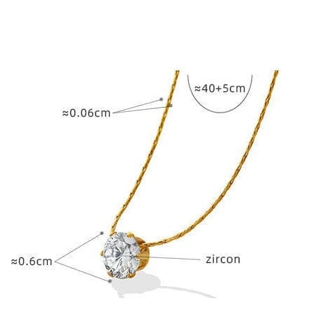 Simple Style Geometric Titanium Steel Inlaid Zircon Necklace, Gift for Her, Minimalist Jewellery SL4