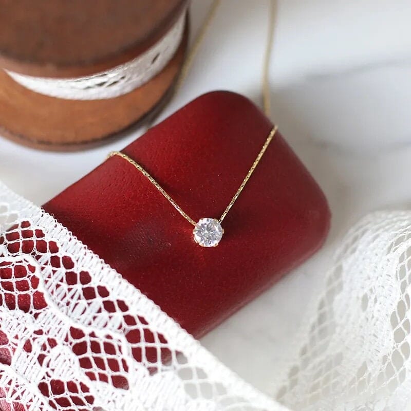 Simple Style Geometric Titanium Steel Inlaid Zircon Necklace, Gift for Her, Minimalist Jewellery SL4