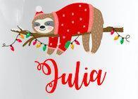 Sloth Christmas mug with name, Christmas Gift with Sloth, Cute Sloth Coffee Cup