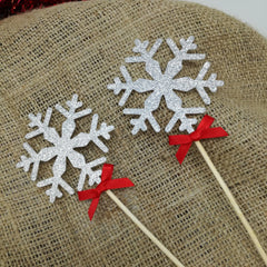 Snowflake Centerpiece With Bows. Set Of 2