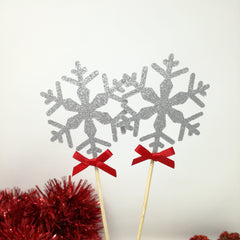 Snowflake Centerpiece With Bows. Set Of 2