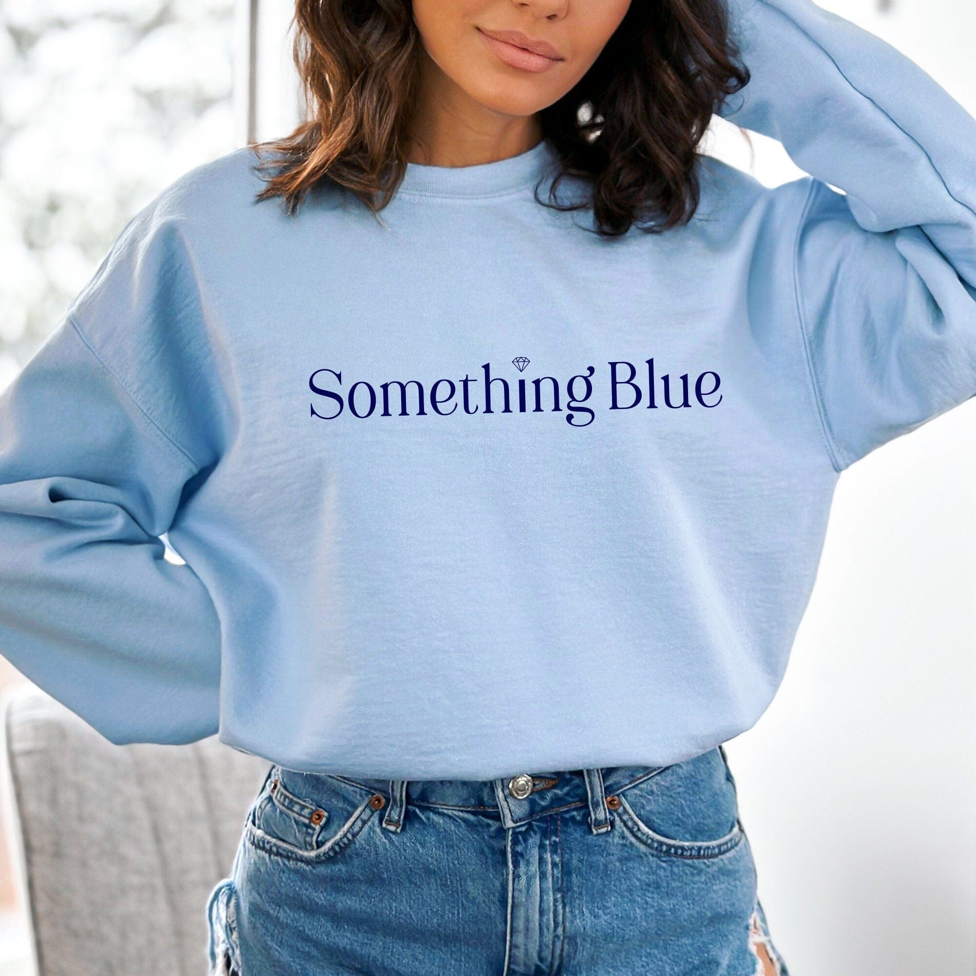 Something blue wedding jumper, Bridal shower blue outfit, Gift for bride