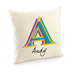 Stylish personalised name and initial cushion cover, Gift for him, living room decor
