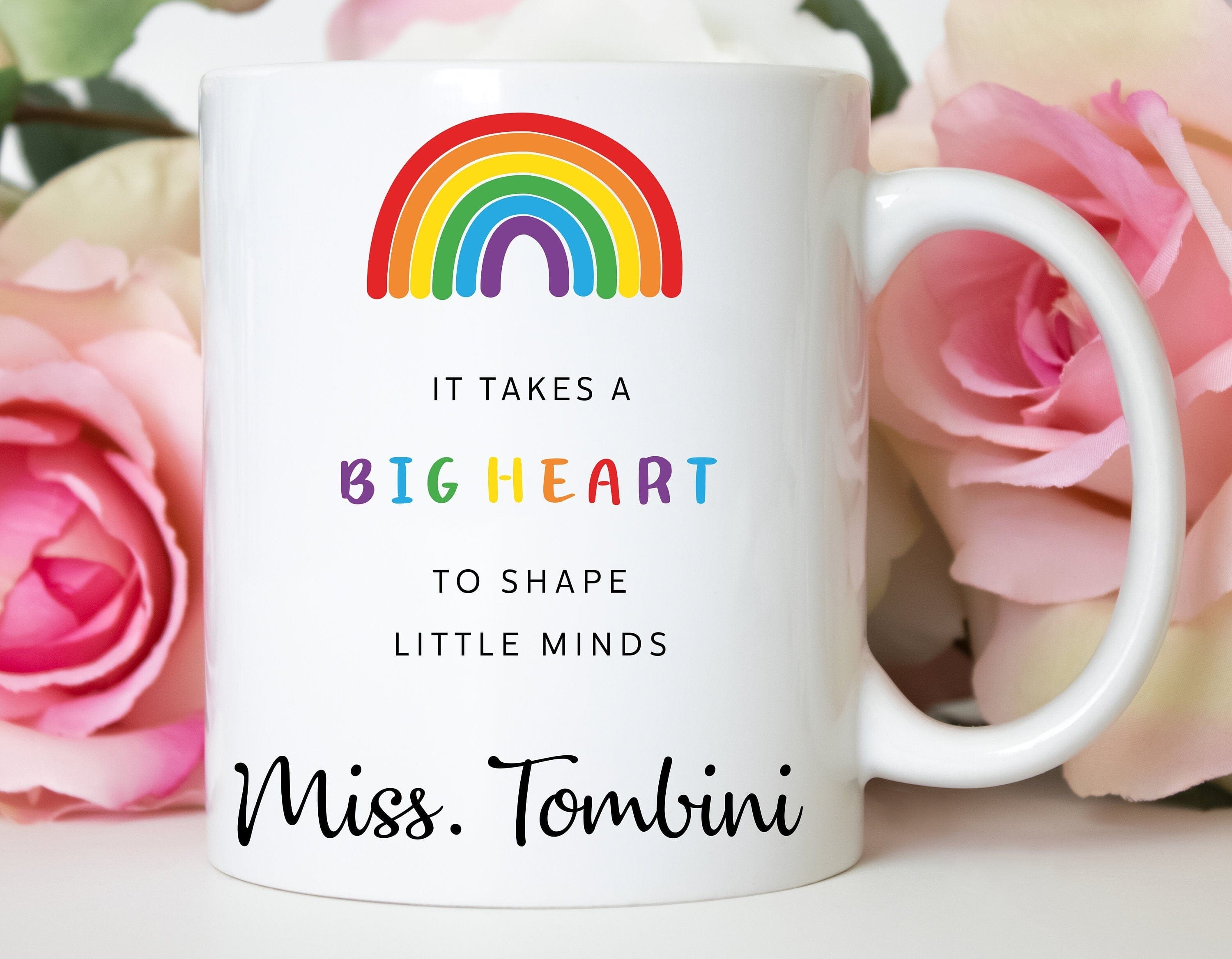Teacher gift, It Takes a Big Heart to Help Shape Little Minds Mug, Personalised Teacher Thank You Gift
