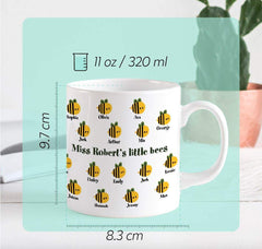 Teacher mug with class list, Teachers little bees, Personalised teacher thank you gift, Teacher Appreciation Gifts