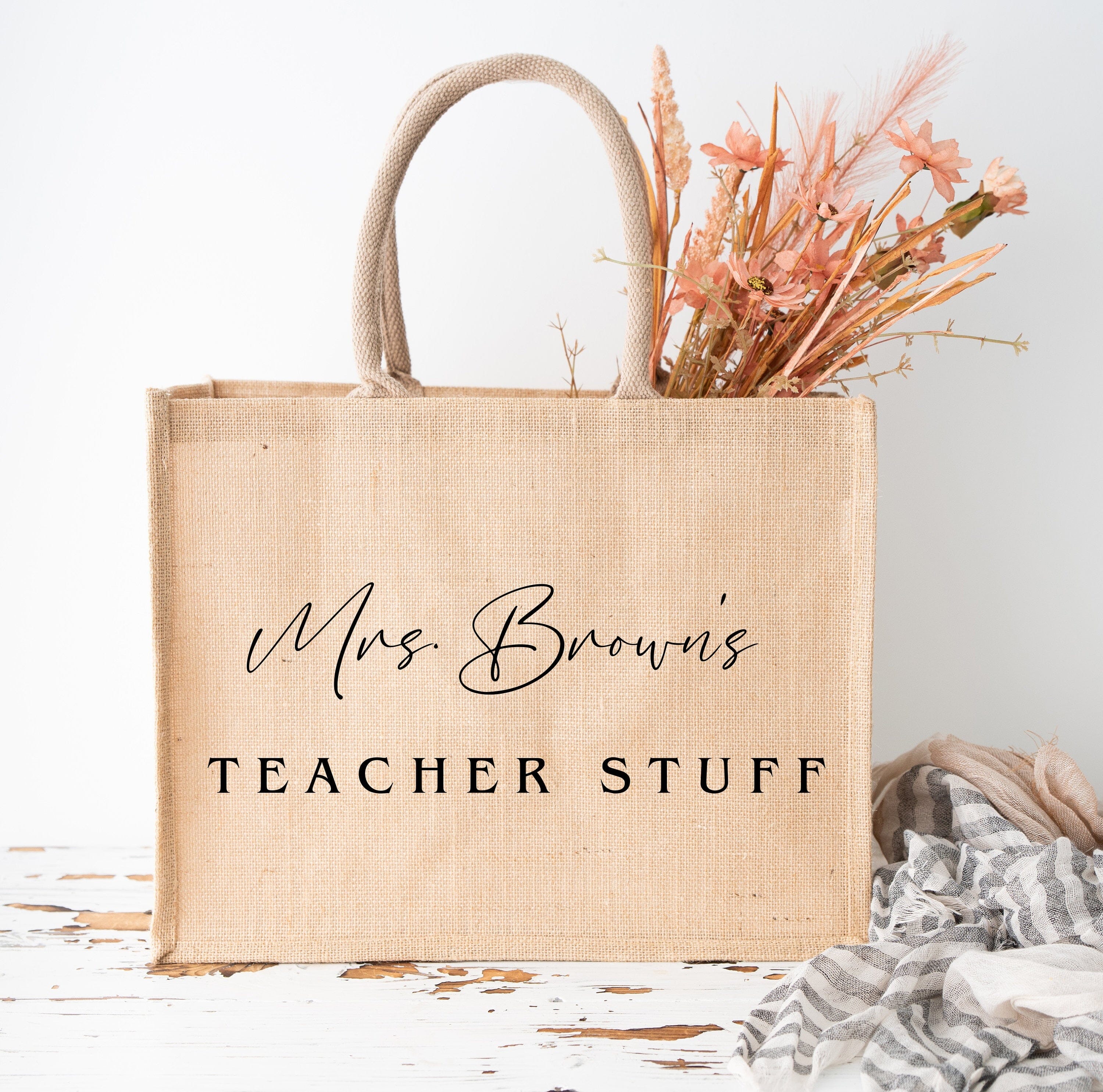 Teacher tote bag, Personalised teacher thank you gift, Teacher Appreciation Gifts, Teacher Stuffs, End of Term Gift