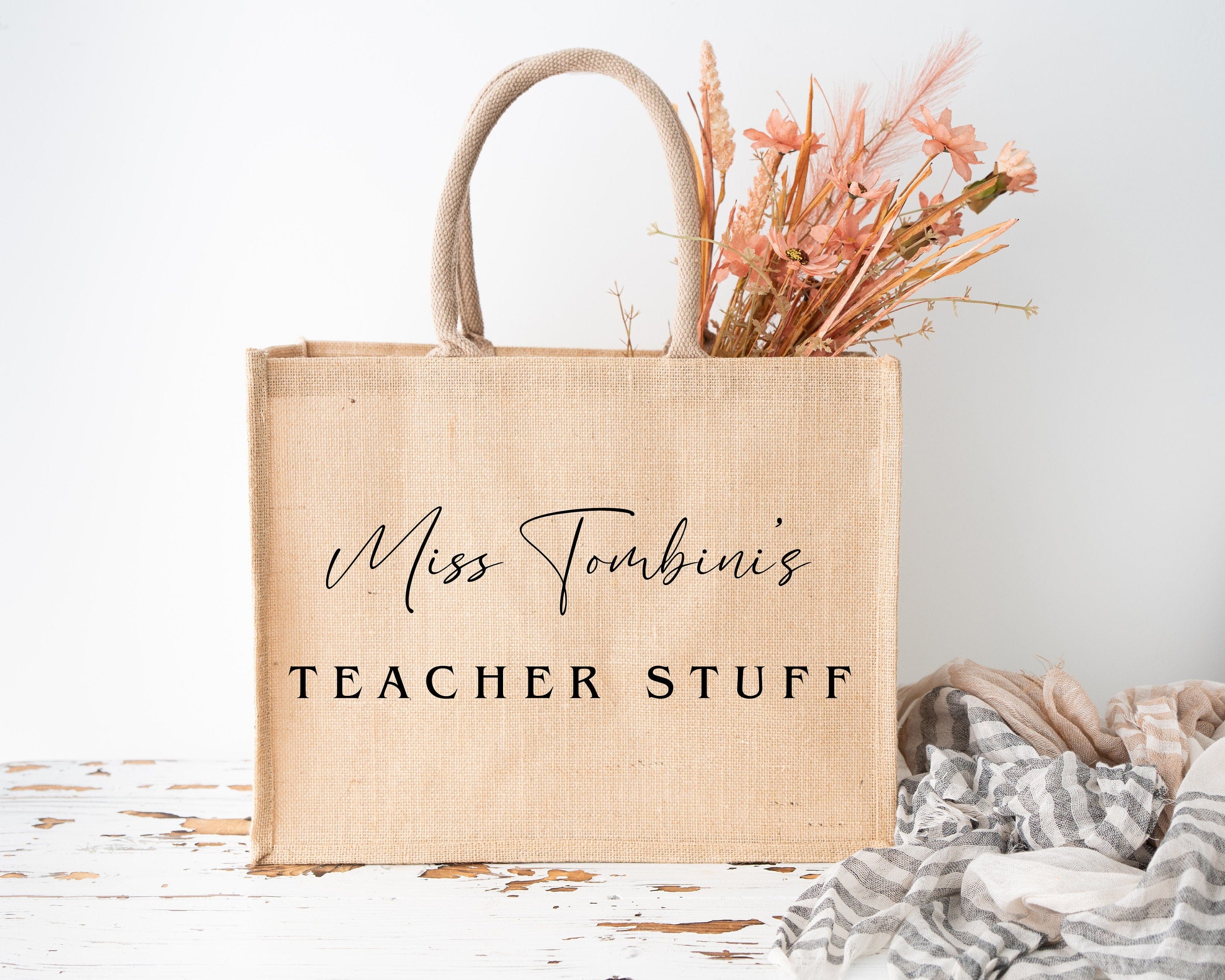 Teacher tote bag, Personalised teacher thank you gift, Teacher Appreciation Gifts, Teacher Stuffs, End of Term Gift