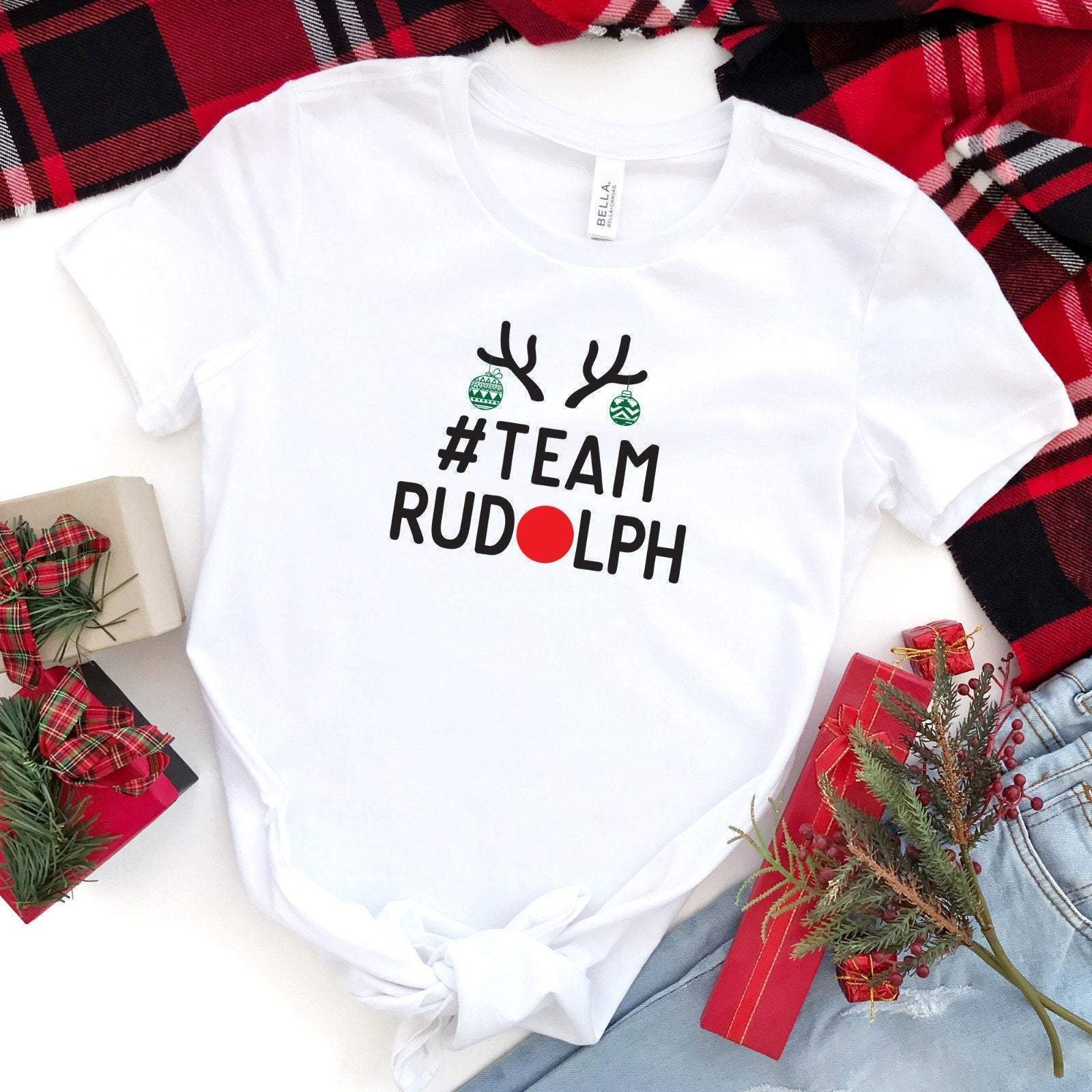 Team Rudolph Christmas t shirt Cute Reindeer nose Xmas Tee Cosy Christmas tshirts