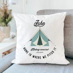 Tent Camp Cushion Personalised Camper Gift for Her Him Couple Travel Accessories