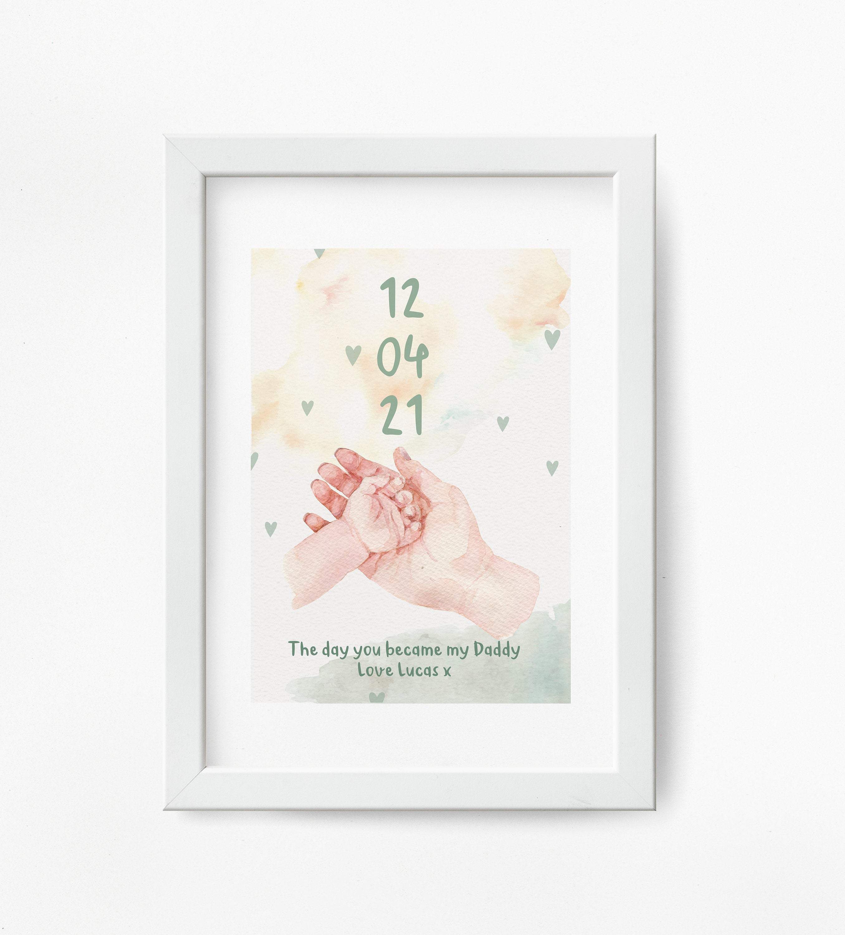 The day you became you my Daddy poster with date and child name,Gift for new dad