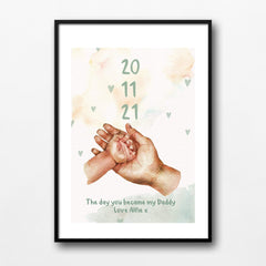 The day you became you my Daddy poster with date and child name,Gift for new dad