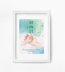 The day you became you my Uncle poster with date and child name,Gift for new uncle