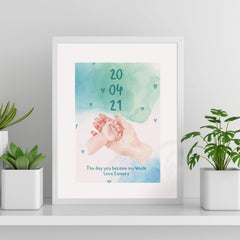 The day you became you my Uncle poster with date and child name,Gift for new uncle