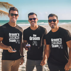 The Groom And Groom's Drinking Team T-Shirt, Groomsman Gift Funny Men's Night Tee Stag Do Honeymoon