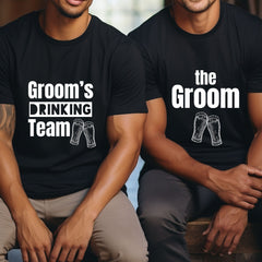 The Groom And Groom's Drinking Team T-Shirt, Groomsman Gift Funny Men's Night Tee Stag Do Honeymoon