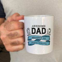 This awesome dad belongs to mug, Father's Day gift, Personalised First Father's Day present