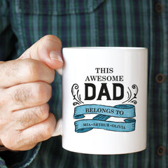 This awesome dad belongs to mug, Father's Day gift, Personalised First Father's Day present