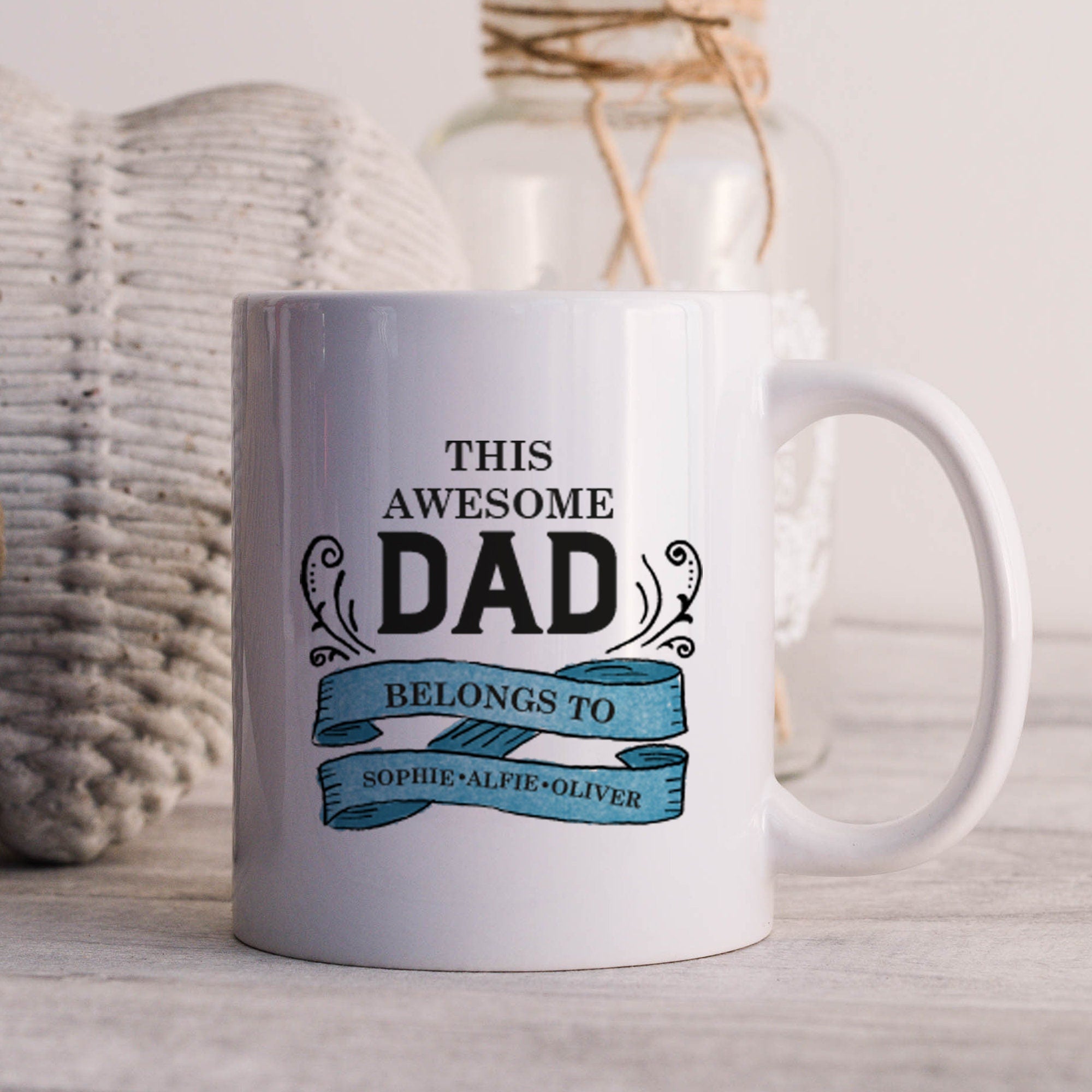This awesome dad belongs to mug, Father's Day gift, Personalised First Father's Day present