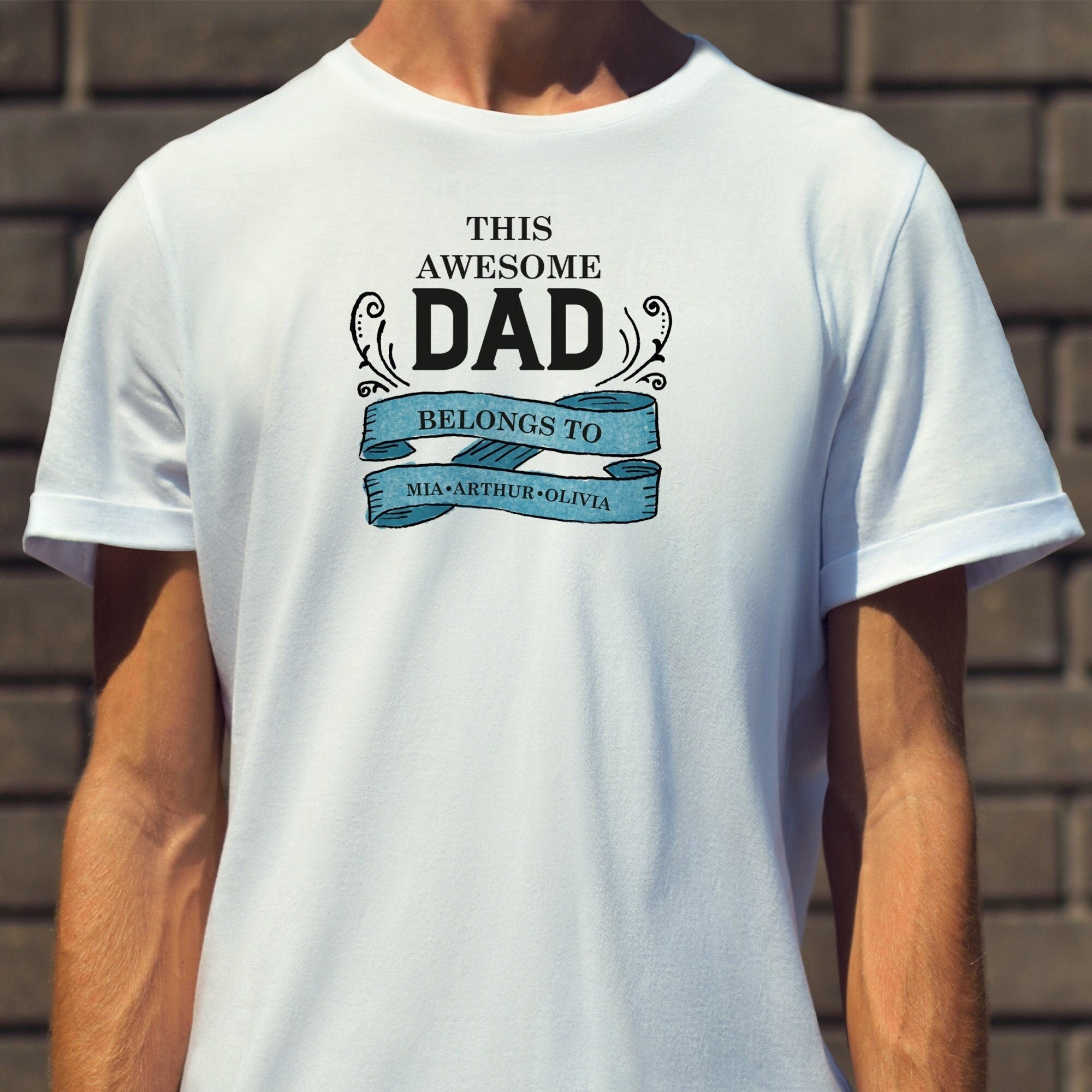 This Awesome Dad Belongs To T-Shirt, Father's Day Gift, Personalised First Father'S Day Present