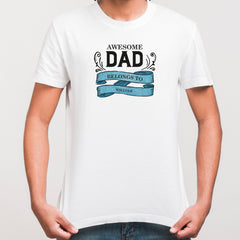 This Awesome Dad Belongs To T-Shirt, Father's Day Gift, Personalised First Father'S Day Present