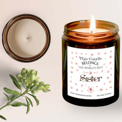 This Candle Belongs to The World's Best Sister Scented Candle, Gift for Sister