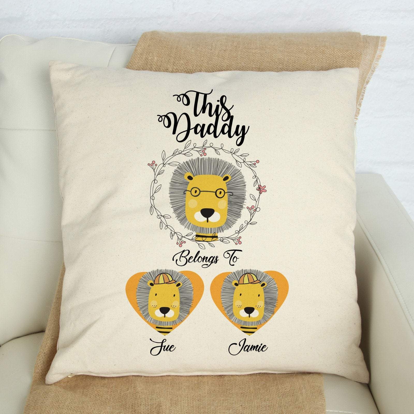 This daddy belongs to cushion cover, Gift for dad, Lion themed, Father's Day gift