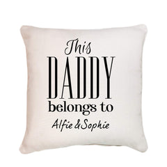 This daddy belongs to cushion with names, Personalised gift for dad, Happy Father's Day gift, Son daughter name