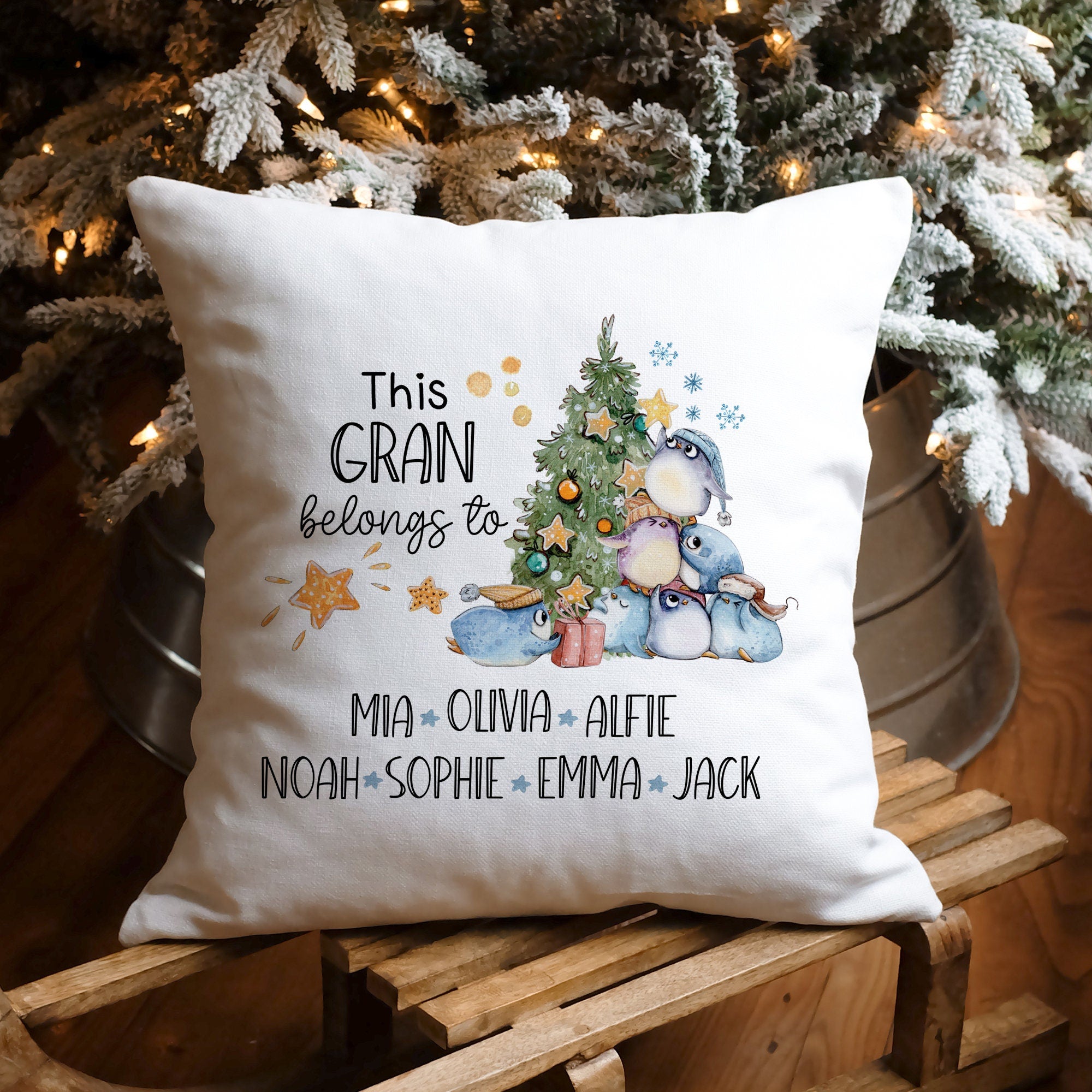 This Grandma Belongs To Cushion With Grandchildren'S Names, Personalised Christmas Gift For Nanny From Grandkids