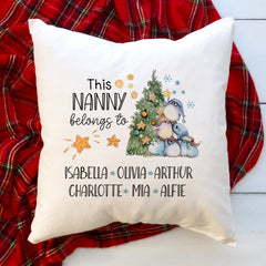 This Grandma Belongs To Cushion With Grandchildren'S Names, Personalised Christmas Gift For Nanny From Grandkids