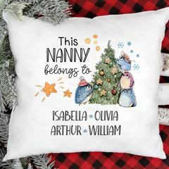 This Grandma Belongs To Cushion With Grandchildren'S Names, Personalised Christmas Gift For Nanny From Grandkids