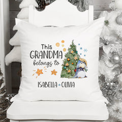 This Grandma Belongs To Cushion With Grandchildren'S Names, Personalised Christmas Gift For Nanny From Grandkids