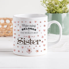 This Mug Belongs To The World's Best Mummy Mug, Christmas or Birthday Gift For Mum, Present Idea, Flower Floral Design