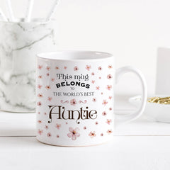 This Mug Belongs To The World's Best Sister Mug, Christmas or Birthday Gift For Sister, Present Idea, Flower Floral Design